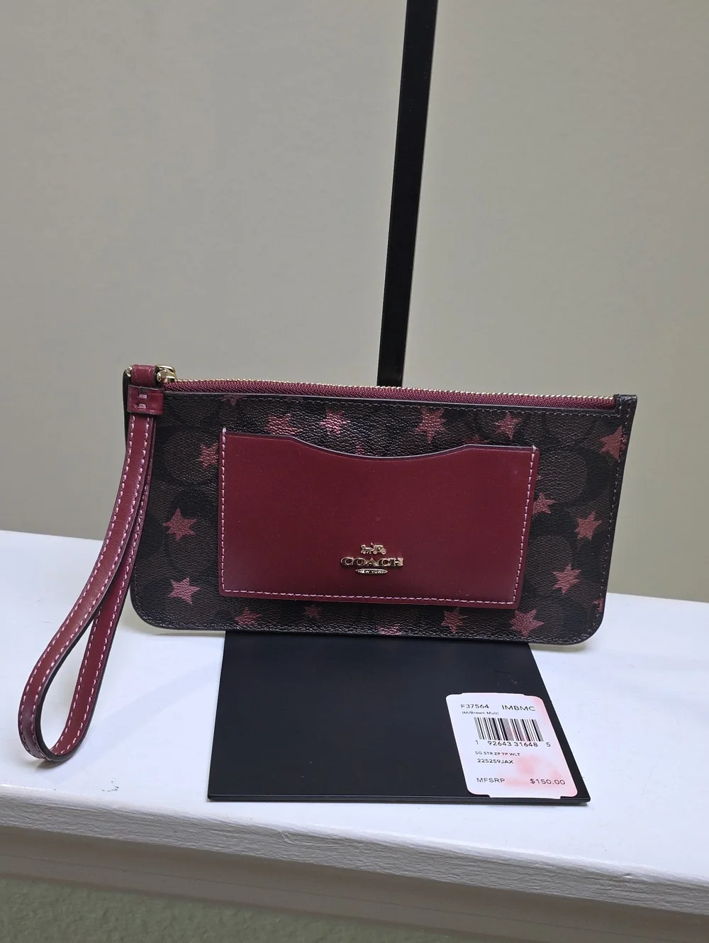 COACH F37564 Zip Top Wallet In Signature Canvas With Pop Star Print NWT